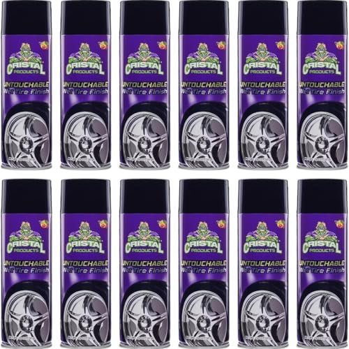 Cristal Products Untouchable Tire Shine Spray – Long-Lasting Wet Tire Finish for Deep Gloss & Protection – Waterproof Tire Shine, Easy Application, Premium Tire Cleaner Shine 13oz (12PK)