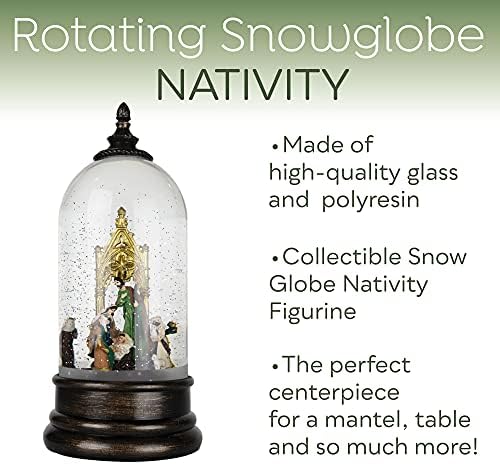 10 in Light-Up Rotating Nativity Snow Globe Lantern - Holy Family