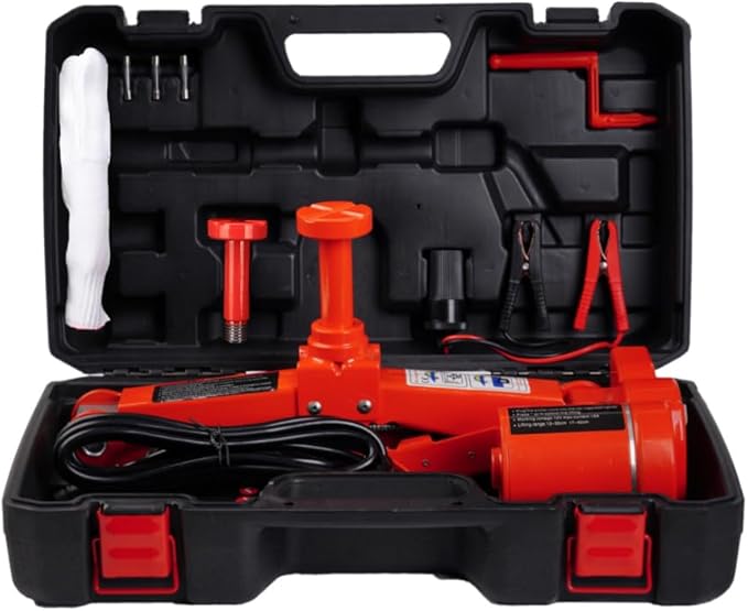 STANDTALL Electric Car Jack 3T Scissor Floor Jack Set 12V Automatic Vehicle Lift Kit for Road Emergency Tire Change Car Repair Tool for Sedans and SUV Red