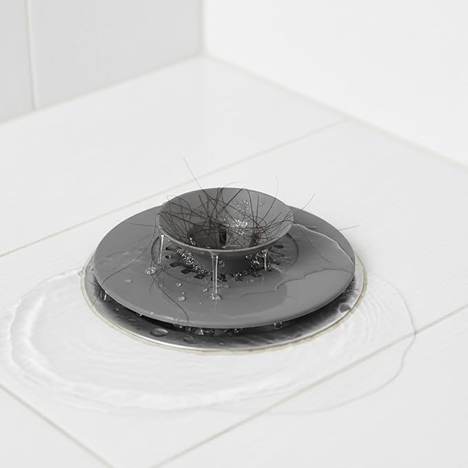 2 Pack 4.2-Inches Silicone Bathtub Drain Stopper Plug, Universal Sink Stopper, Anti-Odor Sink Plug, Floor Drain Cover, Bath Tub Plug, Rubber Drain Stopper for Kitchen, Bathroom, Laundry (Gray)