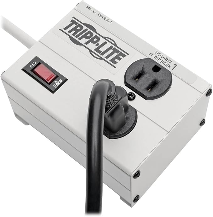 Tripp Lite ISOBAR2-6 Isobar 2 Outlet Heavy Duty Power Strip Surge Protector, 1410 Joules, 6ft Cord, Flat Plug, Metal Power Strip, Industrial Garage Work Shop Bench, Under Desk and Wall Mountable
