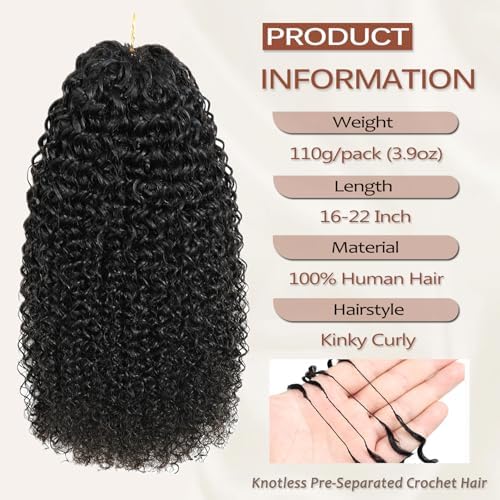 Beauty Youth Kinky Curly Miracle Knots Human Crochet Hair 110g 20 Inch