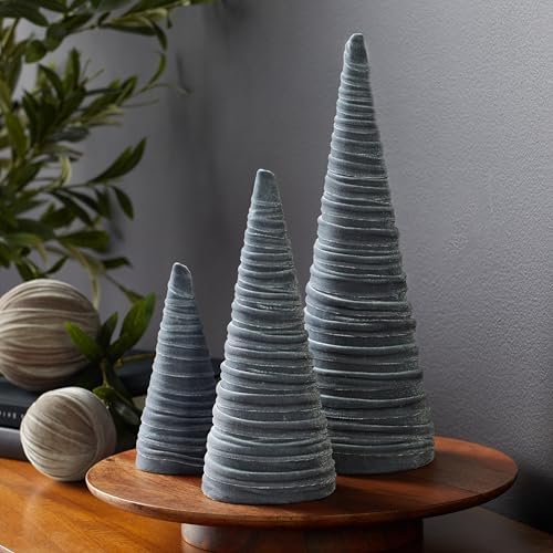 Set of 3 Gray Velvet Trees, Winter Wedding Centerpiece, Modern Valentine Accent, Elegant Entryway, Office Bookshelf, Cozy Handcrafted Gift for (Gray)