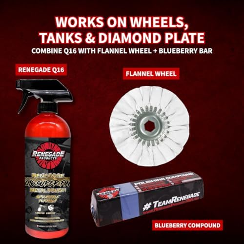 Renegade Products USA | Q16 Extra Fine Sprayable Metal Polish - High-Gloss Finish for Aluminum, Stainless Steel, & More - 16 oz