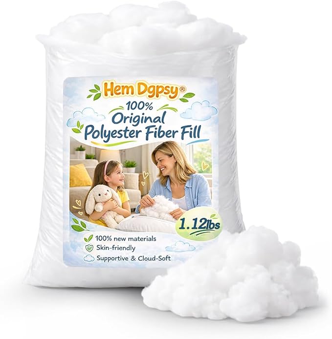 Polyfill Stuffing 1.12lbs, Premium Polyester Fiber Pillow Stuffing for Crochet Toys, Cushion, Couch, Stuffed Animals, Crafts, Cloud Decor, Machine Washable
