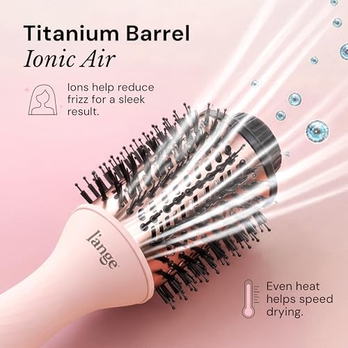 L'ANGE HAIR Le Volume 2-in-1 Titanium Blow Dryer Brush | Frizz Control Blowout Hair Dryer Brush for Drying and Styling | Volumizing Hot Air Styler for All Hairstyles | Oval Barrel | Blush - 60mm