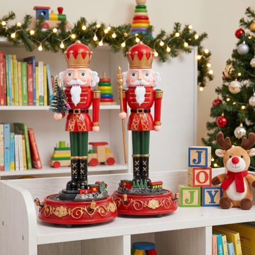Abaodam Musical Rotating Nutcracker Ornament Plastic 2pcs Christmas