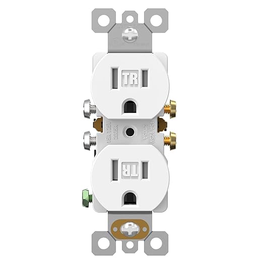 AIDA 1 Pack Matte White 15 Amp Outlet Duplex Electrical Receptacle Outlets,Power Outlet,Tamper Resistant,Heavy-Duty Receptacle, 2 Pole,3-Wire, Self-Grounding Clip, NEMA 5-15R,UL Listed