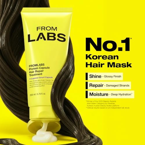 FROMLABS Deep Conditioning Protein Hair Mask Duo Set for Damaged Hair | Keratin Repair Treatment for Dry, Frizzy, Bleached & Color Treated Hair | For Curly, Wavy & Straight Hair | Korean Hair Care