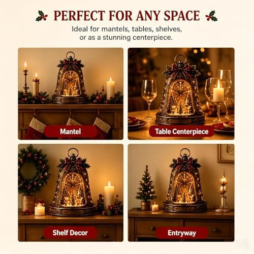 Christmas Village Infinity Bell - Lighted 3D Holiday Decor - Versatile Mantel Tabletop Decoration Rotating Snowy Tree, Easy Hanging Display, Warm Seasonal Style, Gift-Ready Appeal ForHome Entry，2pcs