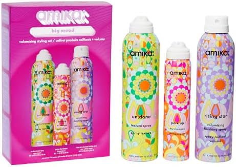 amika big mood volumizing styling set | gift set for touchable volume + texture