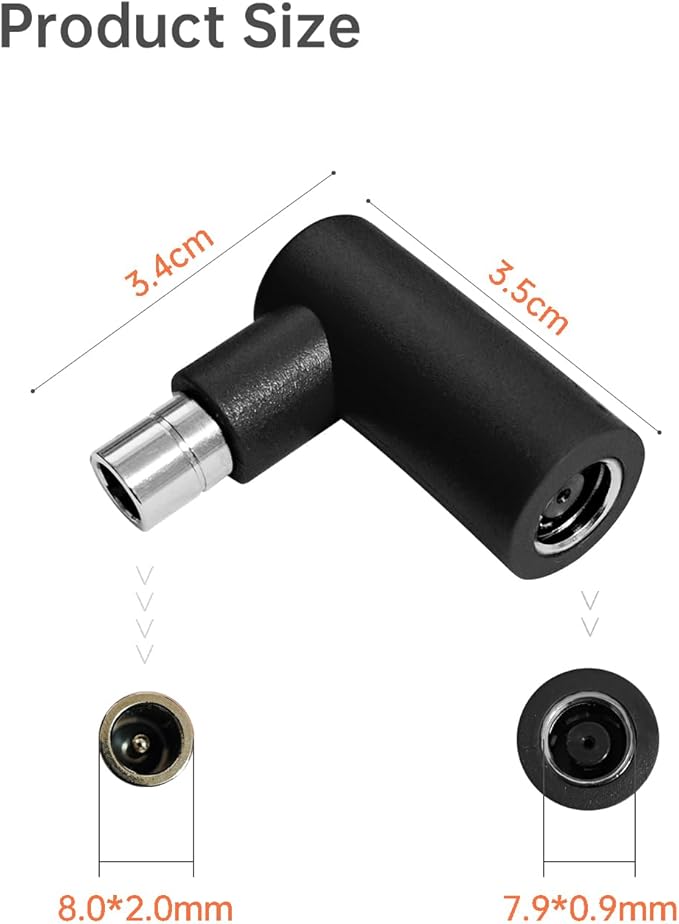 DC7909 to DC8020 Adapter 90-Degree Right Angle Connectors, Compatible with Jackery Explorer 1000 V2/1000 Pro/1000 Plus/600 Plus/1500 Pro/2000 Pro/2000 Plus/3000 Pro Portable Power Station