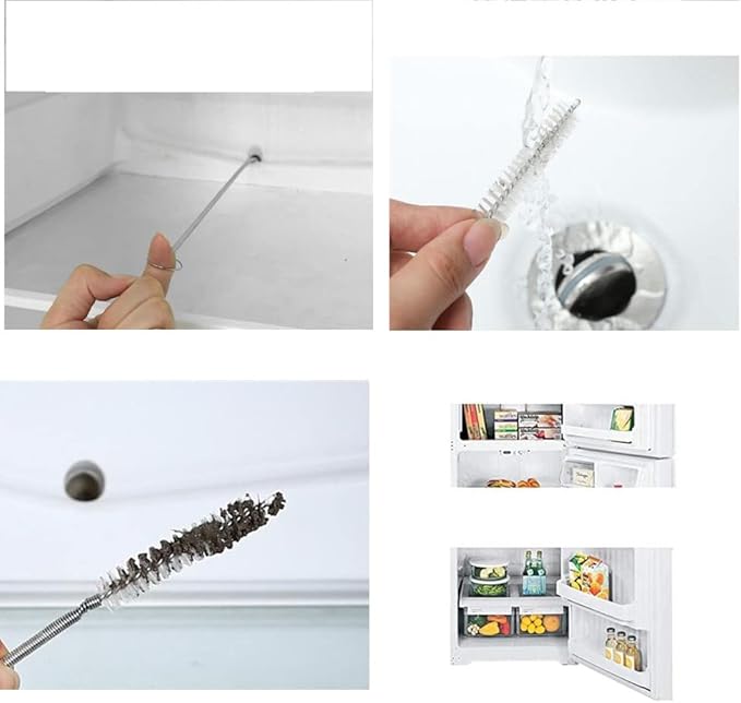 60 Inch Extra Long Flexible Tube Pipe Cleaner Brush Fridge Cleaning Tool, Stainless Steel Drain Tube Cleaning Brushes for Sink Refrigerator Kitchen（2 Pack）