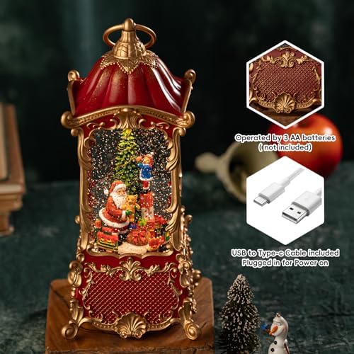 Santa Claus Christmas Snow Globes Lantern, Rotating Shatterproof Music Box