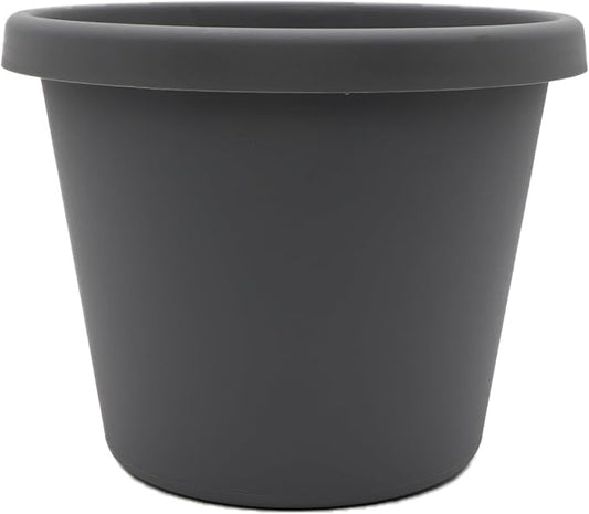 The HC Companies Prima Round Plastic Plant Pot w/Rolled Rim - Lightweight & UV Resistant Flower Pot for Herbs & More - Outdoor & Indoor Plant Pots w/Drainage (6 inch, Warm Grey, Pack of 1)