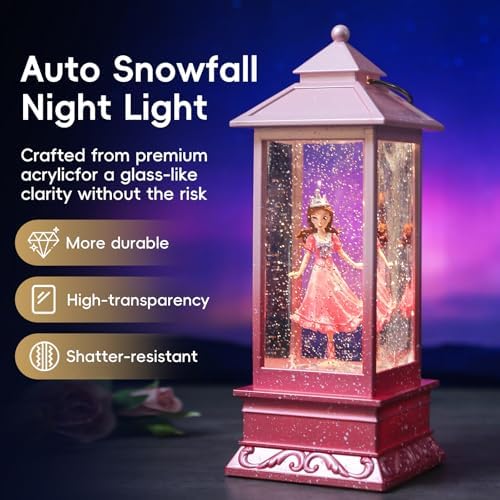 Winnie Princess Christmas Snow Globes, Rotating Shatterproof Music Box