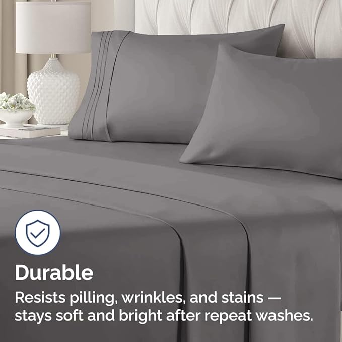 Standard Pillow Cases Set of 4 - Ultra Soft Hotel Quality Pillowcase Covers - Comfy Bedding for Women, Men, Kids & Teens - Machine Washable Pillow Protectors - 4 Piece Set - Standard Size Dark Grey
