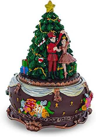 Animated Nutcracker Ballerina Christmas Figurine - Rotating Tree Music Box