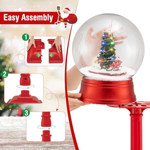 Goplus 5 Ft Christmas Snow Globe Lantern, Musical Snowy Globe Street Lamp