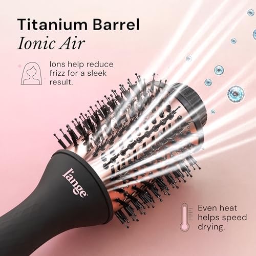 L'ANGE HAIR Le Volume 2-in-1 Titanium Blow Dryer Brush | Frizz Control Blowout Hair Dryer Brush for Drying and Styling | Volumizing Hot Air Styler for All Hairstyles | Oval Barrel | Black - 75mm