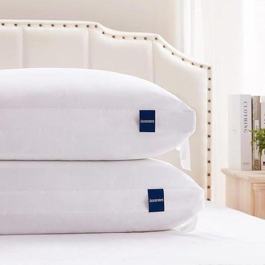 ACCURATEX Pillows King Size Set of 2, Hybrid Shredded Memory Foam Pillow[Adjustable Loft], Fluffy Down Alternative Fill Removable Cotton Cover, Firm Supportive Pillow for Side Back Sleepers