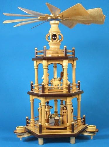 3 Level Natural Nativity Christmas Pyramid