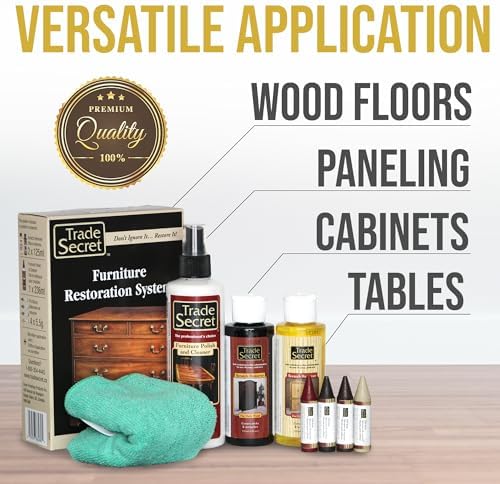 Trade Secret Wood Furniture Repair Kit with Polish, Sticks and Cloth