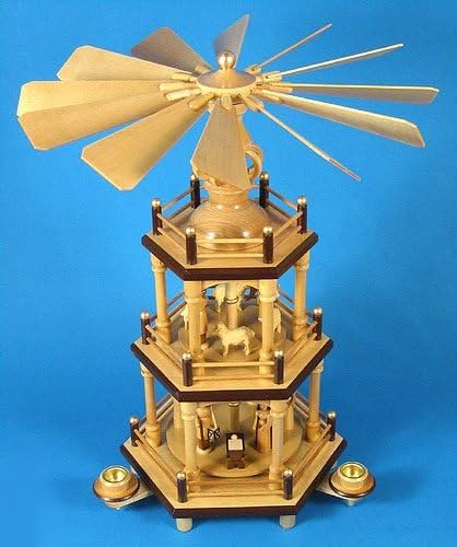 3 Level Natural Nativity Christmas Pyramid
