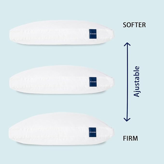 ACCURATEX Hybrid Pillow for Sleeping, Adjustable Shredded Memory Foam Pillow Core with Fluffy Down Alternative Fill Removable Cotton Cover,for Side,Back,Stomach Sleepers,King Size, 1 Pack