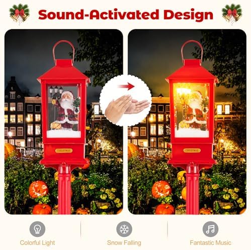 Goplus 61 Inch Musical Christmas Street Lamp, Festive Lamp Post