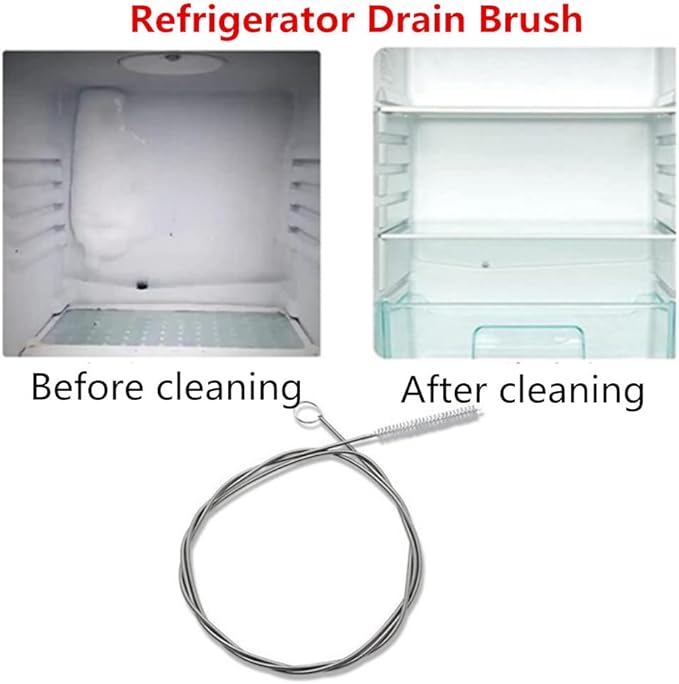 60 Inch Extra Long Flexible Tube Pipe Cleaner Brush Fridge Cleaning Tool, Stainless Steel Drain Tube Cleaning Brushes for Sink Refrigerator Kitchen（2 Pack）