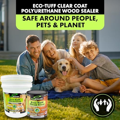 Eco-Tuff Finish Polyurethane Clear Coat - Non-Toxic Wood, 1 Gallon, Satin