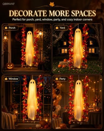 Hanging Swinging Ghost Halloween Decor Light up Garland Yard Decorations