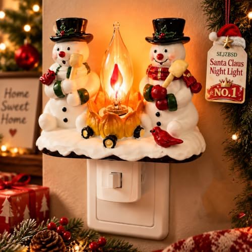 Santa Claus Night Light Resin Christmas Wall Lamp Magical Fireplace Lantern