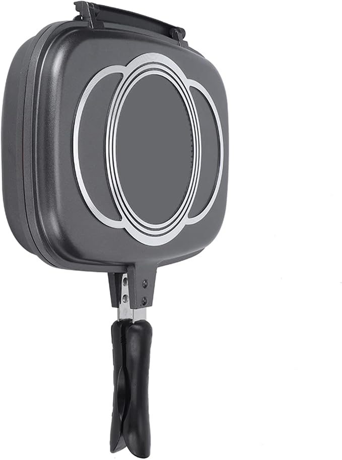 Non Stick Frying Pan Double Sided Barbecue Cooking Tool Stove Anti Scalding Handle