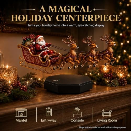 Floating Santa Sleigh, Magnetic Levitation Christmas Decor, Reindeer (1 pc)