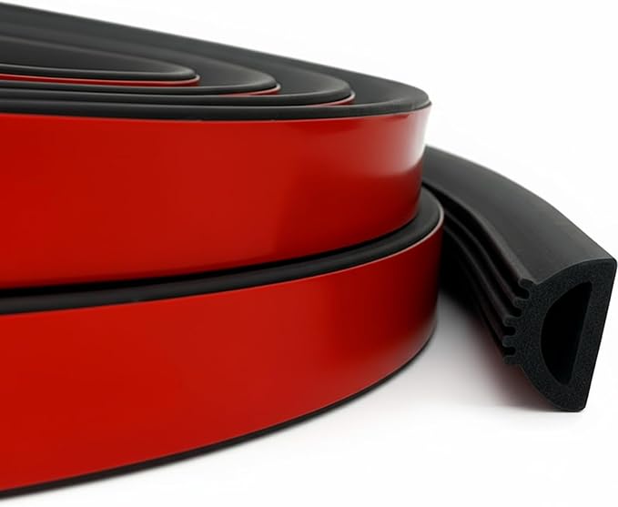 Pangda 20Ft D Shape Rubber Weather Stripping Foam Self-Adhesive EPDM Seal Strip for Noise Reduction Waterproof Dustproof for Cars Boats RVs Windows Doors (0.75" W x 0.425" H)