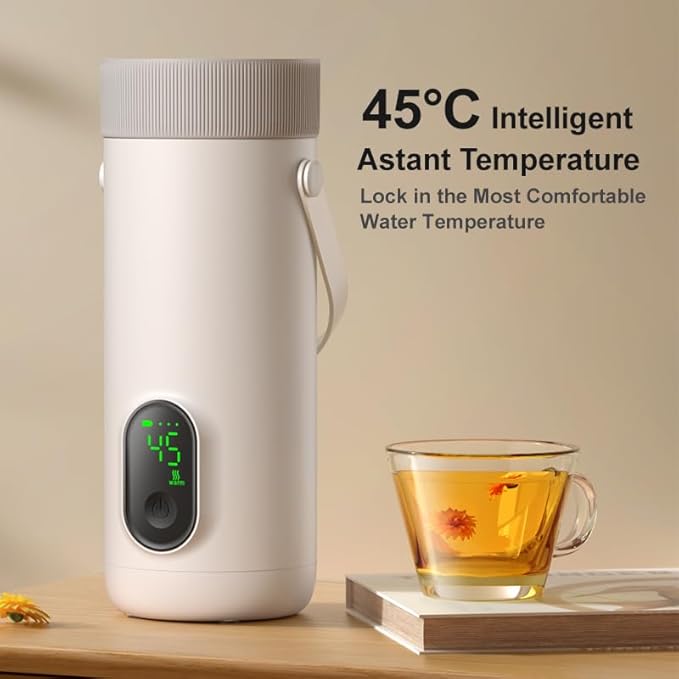 Travel Electric Kettle 350ML, Portable Kettle for Travel, Small Tea Coffee Kettles, 27000mAh USB Rechargeable Hot Water Boiler for Car Outdoor Camping (US Plug)