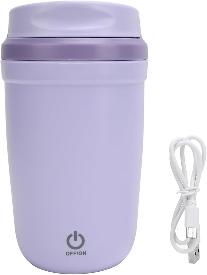 Alomejor Alomejor IP6 Self Mixing Cup Magnetic Rotator USB Rechargeable Auto Stir Coffee Mug 350ml for Travel (Green) (Purple)