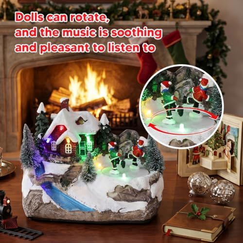 Music Box Christmas Illuminated Resin Rotating Music Box for Holiday