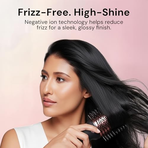 L'ANGE HAIR Le Volume 2-in-1 Titanium Blow Dryer Brush | Frizz Control Blowout Hair Dryer Brush for Drying and Styling | Volumizing Hot Air Styler for All Hairstyles | Oval Barrel | Black - 75mm