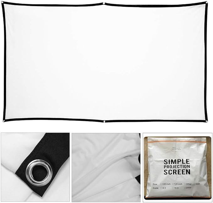 44" x 76" Holographic Rear Projection Screen, with Mounting Foldable and Portable Anti Crease Indoor Projection Double Sided Video Projector Screen, for Projecting Christmas Movie Videos, Film Night