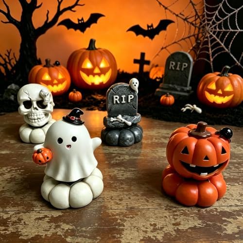 Turning Halloween Desk Decor Resin Figurine Toy Cartoon Tabletop Accent for Shelf Windowsill Coffee Table Party Display Halloween Resin Figurine Desk Accent Tabletop Ornament Shelf Display Room Base