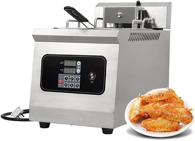 Automatic Lifting deep Fryer, Electric Commercial Counter-top Deep Fryer Tank, French Fries Frying Machine, Professional Timable deep Fryer, Intelligent Operation pa,Single 4500w