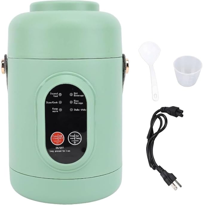 Rice Cooker Small, 500W Rice Maker, 12 Hours Timer Delay & Keep Warm Function, Mini Electric Pot, 800ML Mini Rice Cooker for Travel, Camping, Office (US Plug 110V), Green