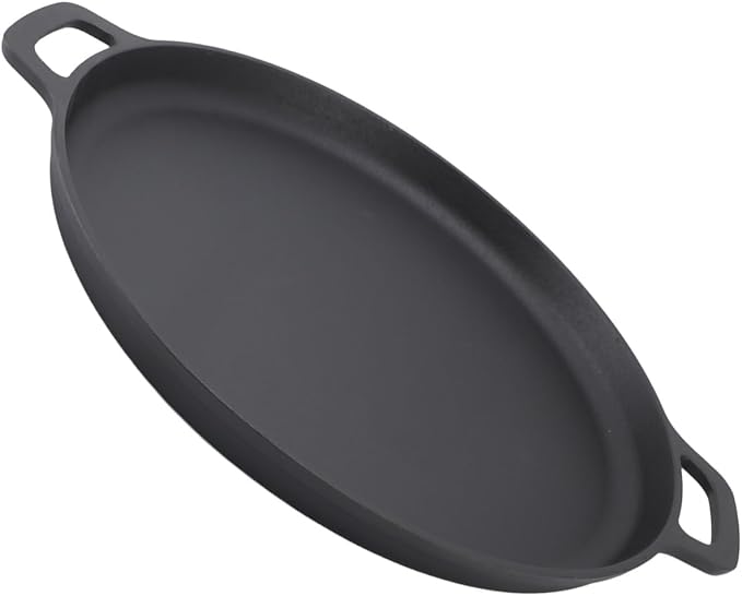 Cast Iron Pan Cast Iron Pancake Flat Skillet 35cm Thickened Stick Frying Pan for Uniform Heating Uncoated Design Ideal for Pancakes Crepes Tortillas Easy to Store (35cm)
