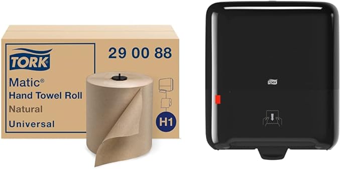 Tork Matic Paper Hand Towel Roll Natural H1 (6 Rolls) and Tork Matic Paper Towel Dispenser Elevation Design - Paper Hand Towel Dispenser H1