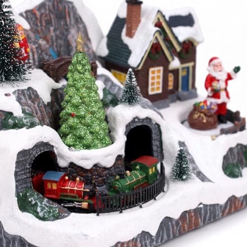 OUNONA Lighted Christmas Village Snow Decorations for Home Decor