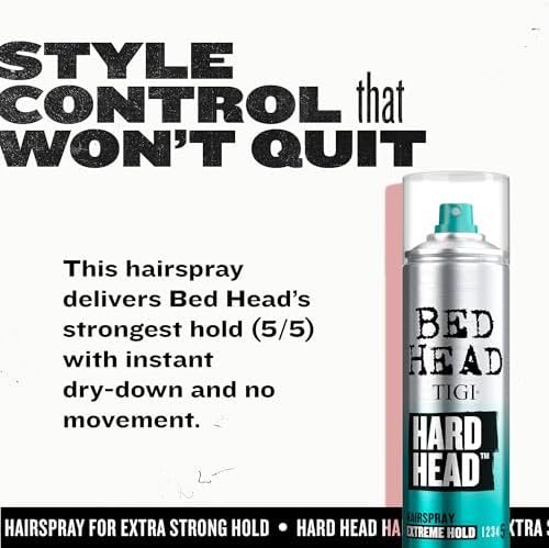 TIGI Bed Head Hard Head Hairspray 2-Pack – Extreme Hold Hairspray, Dries Instantly, Adds Shine, Vibrant Apple Scent, 11.7 Oz Ea