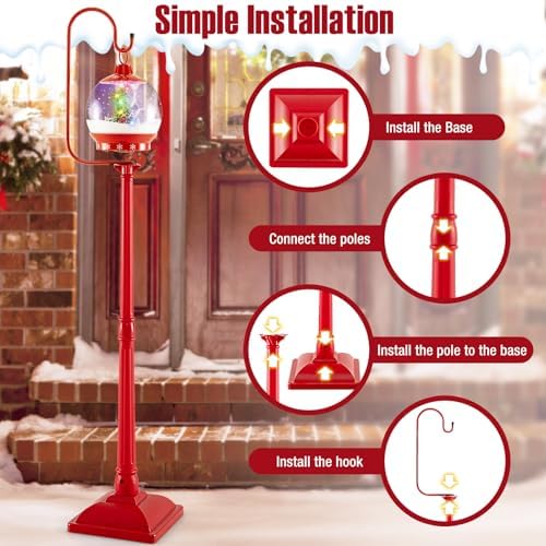 Goplus 68 Inch Musical Christmas Street Lamp, Festive Lamp Post